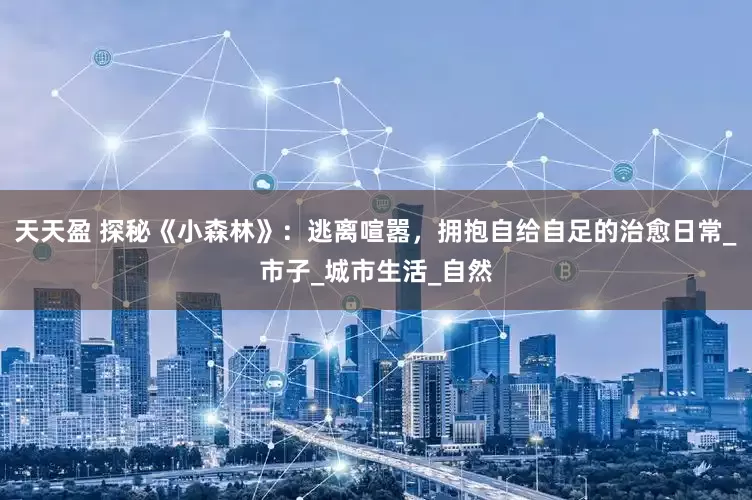 天天盈 探秘《小森林》：逃离喧嚣，拥抱自给自足的治愈日常_市子_城市生活_自然
